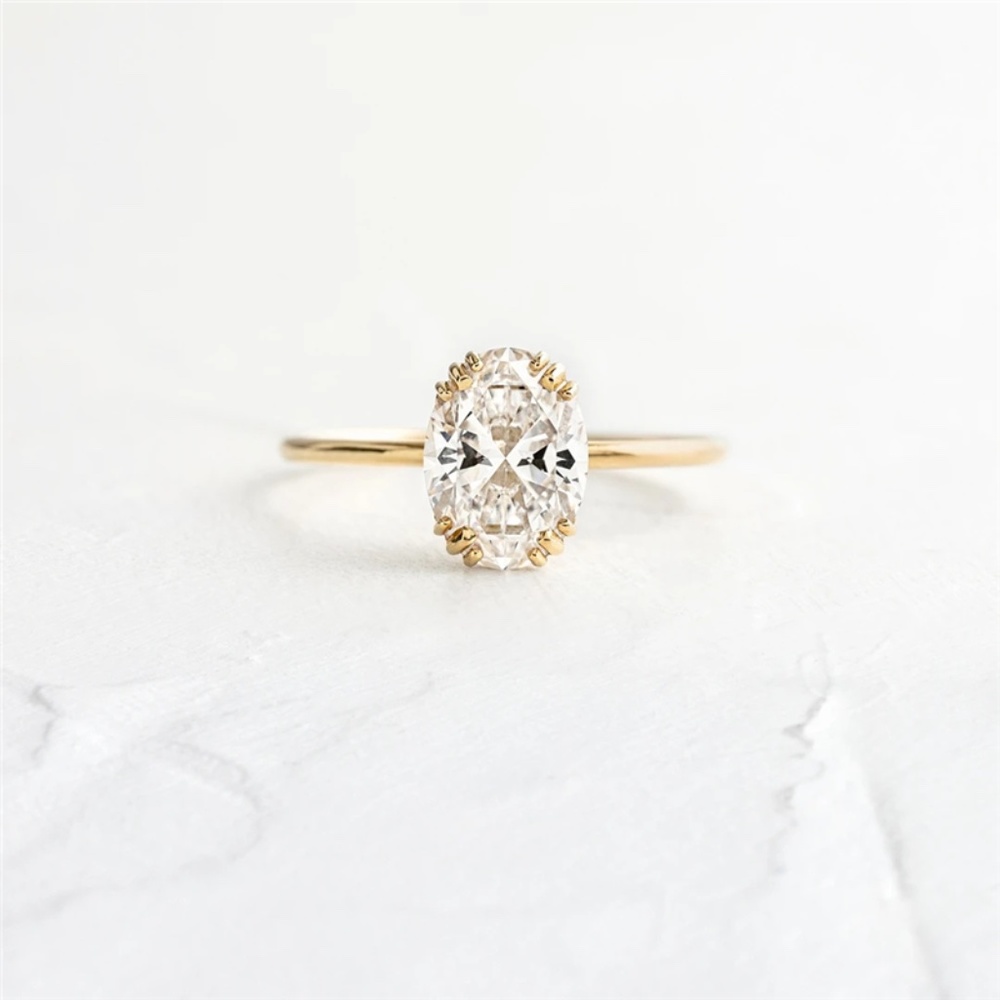 Sterling Silver Simulated Diamond Solitaire Gold Ring